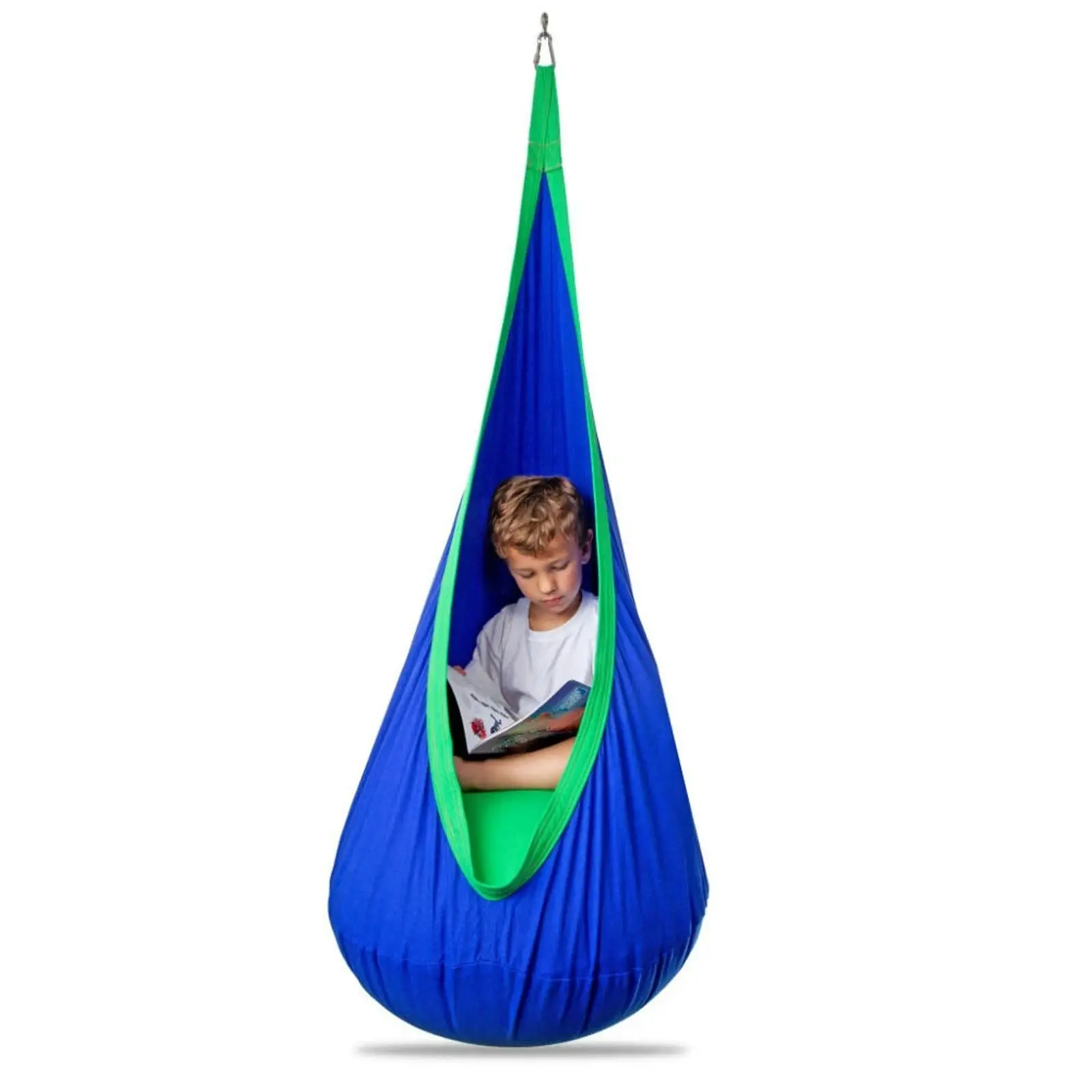 Sensory POD Indoor Therapy Swing - Blue with Green Trim.