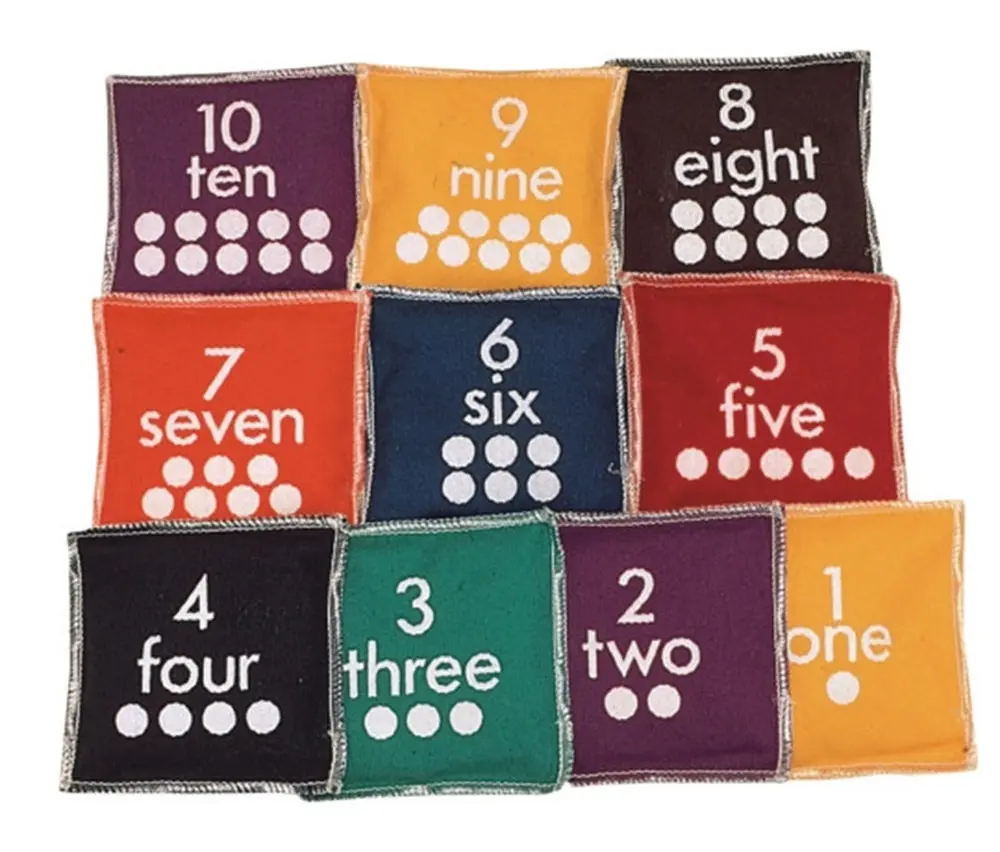 12cm Square Numbered Beanbags - Pack of 10