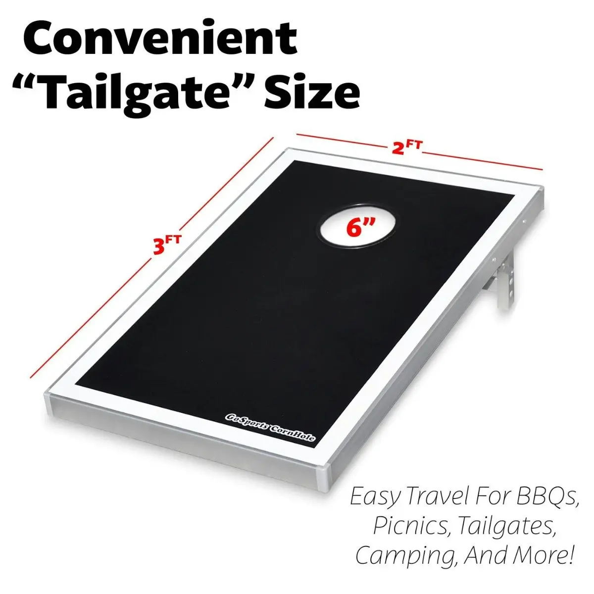 Black Edition Aluminum Cornhole Game (0.9m x 0.6m Tailgate Size).