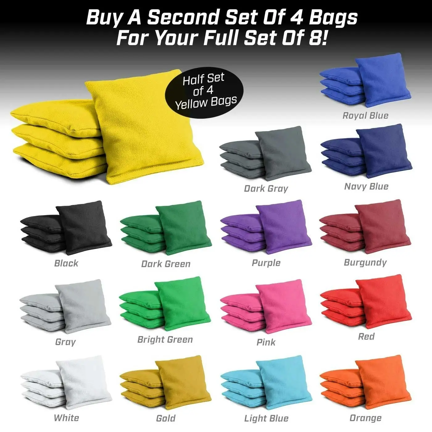 Premium Cornhole Bean Bag Set of 4 - 15 Colours Available.