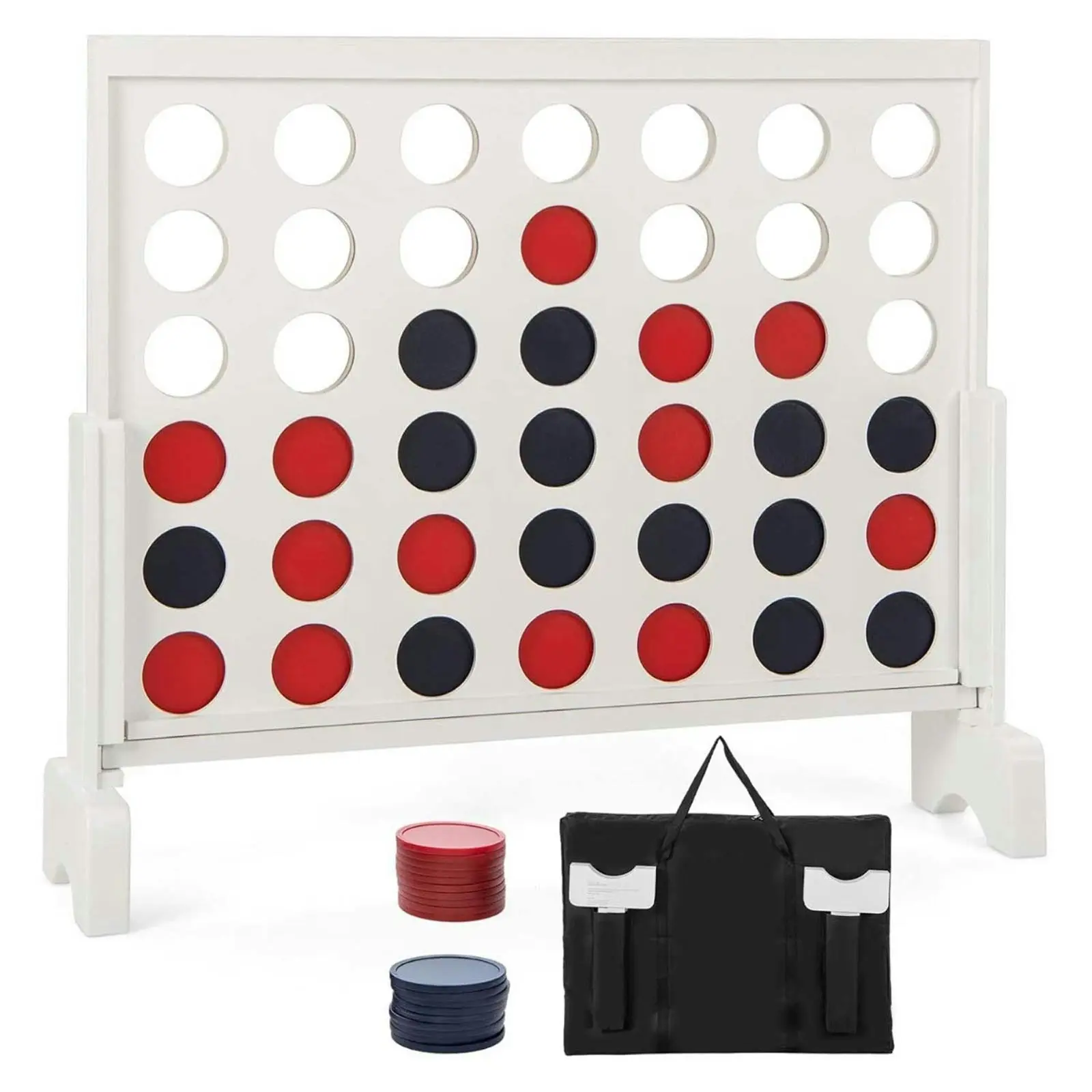 Giant 80cm Wide White Framed Connect 4 Game with Storage Bag