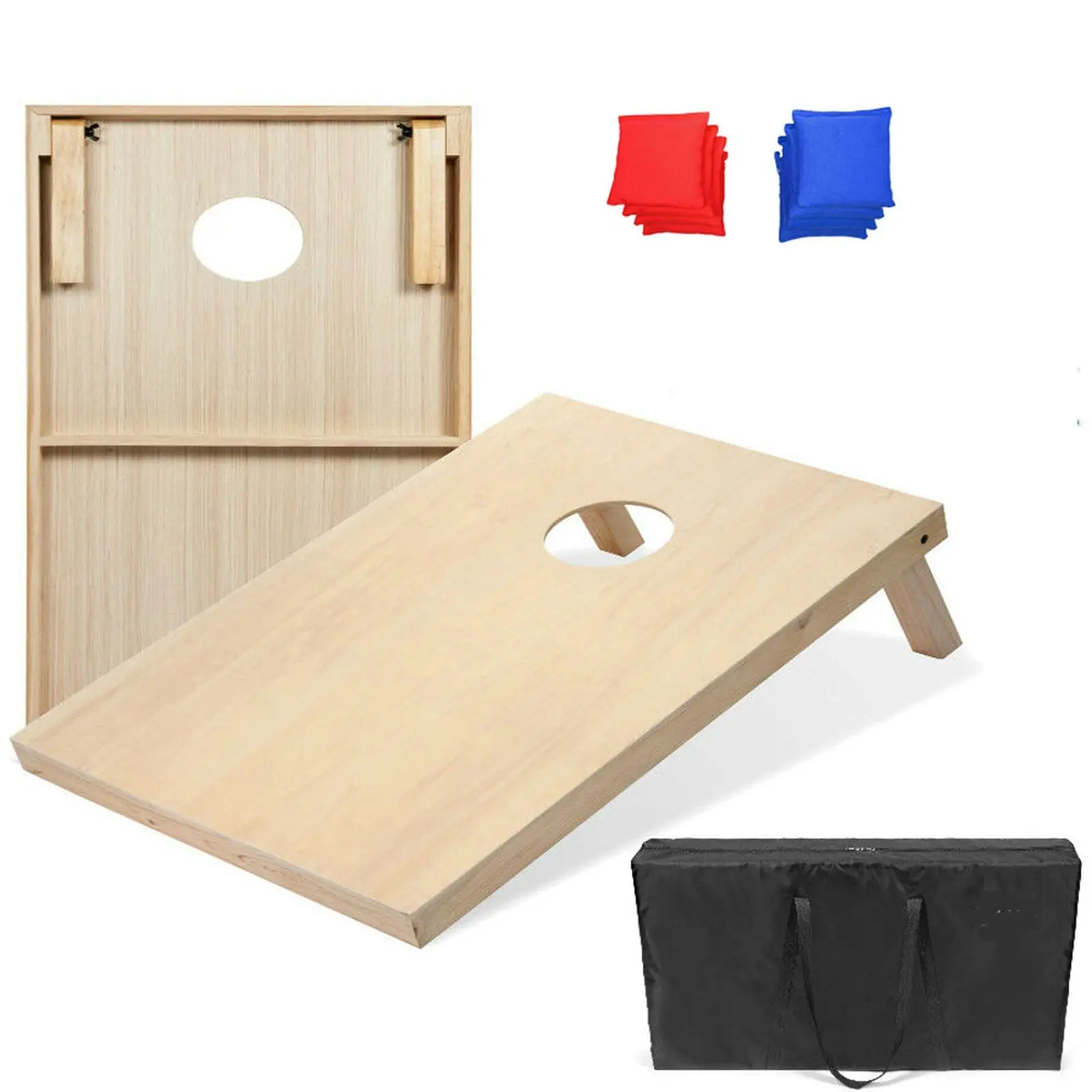 Natural Wood Dual Board Cornhole Game - Tailgate Size 0.9m x 0.6m