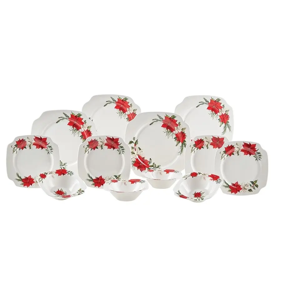 Poinsettias Christmas Dinner Set