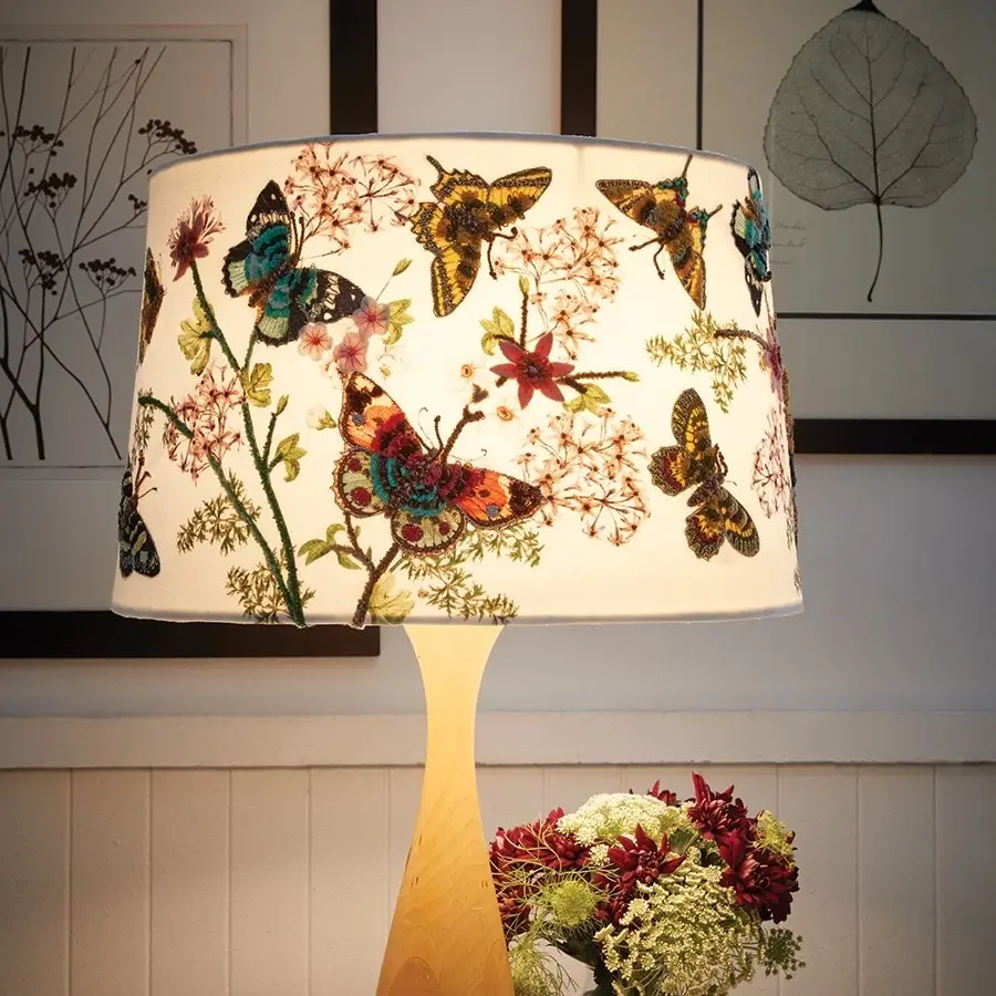 Decorative embroidered lampshade