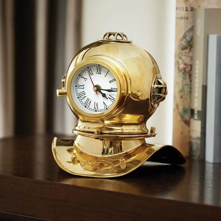 Brass Diving Helmet with Clock