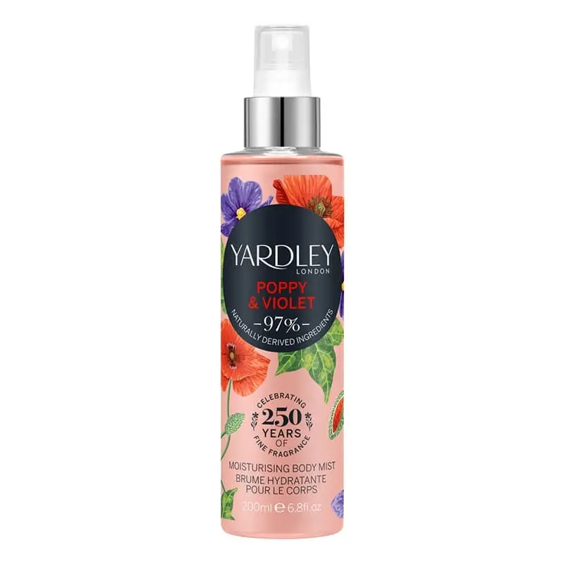 Yardley Poppy & Violet Moisturising Body Mist 200ml (L) SP