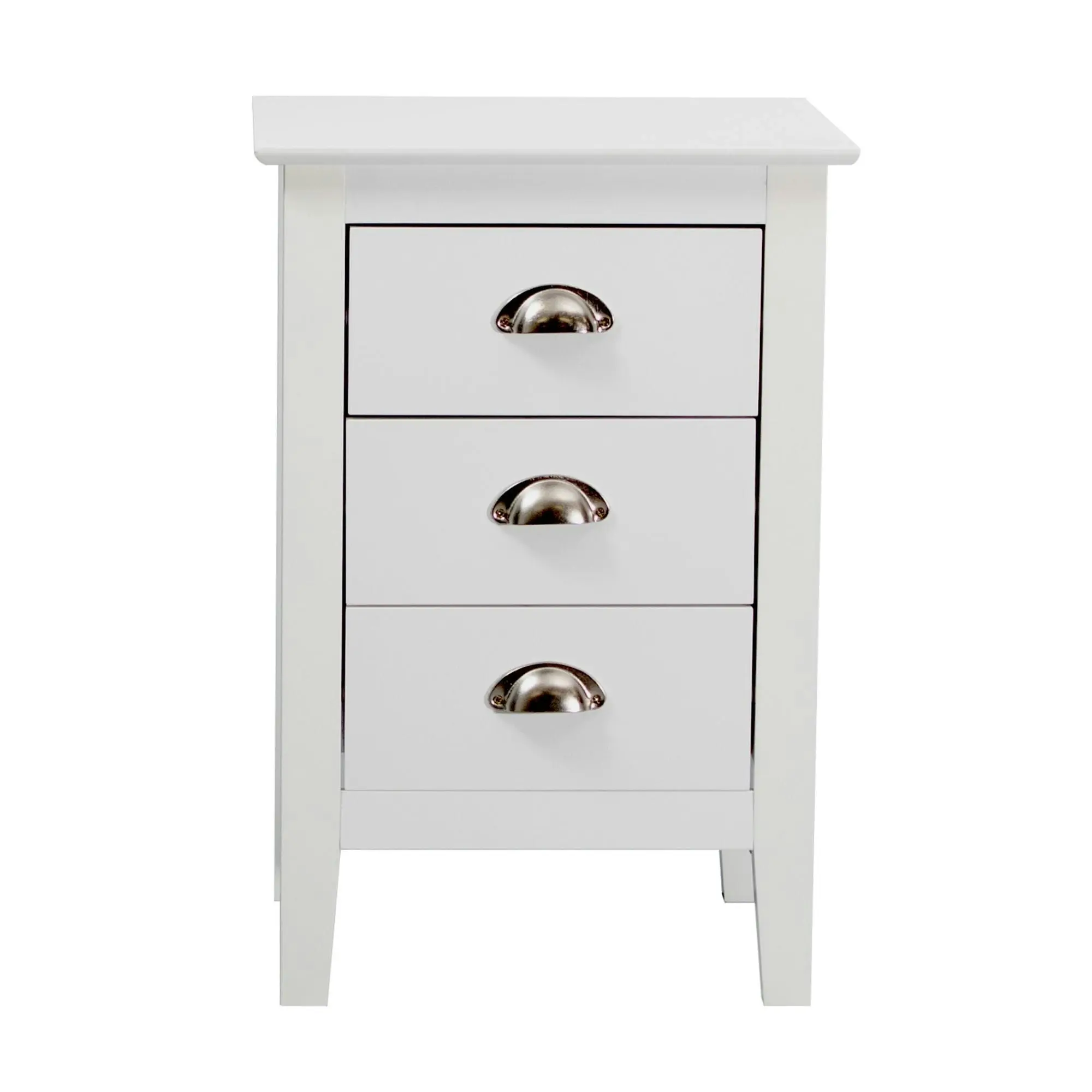 Costway 3 Drawers Bedside Table White