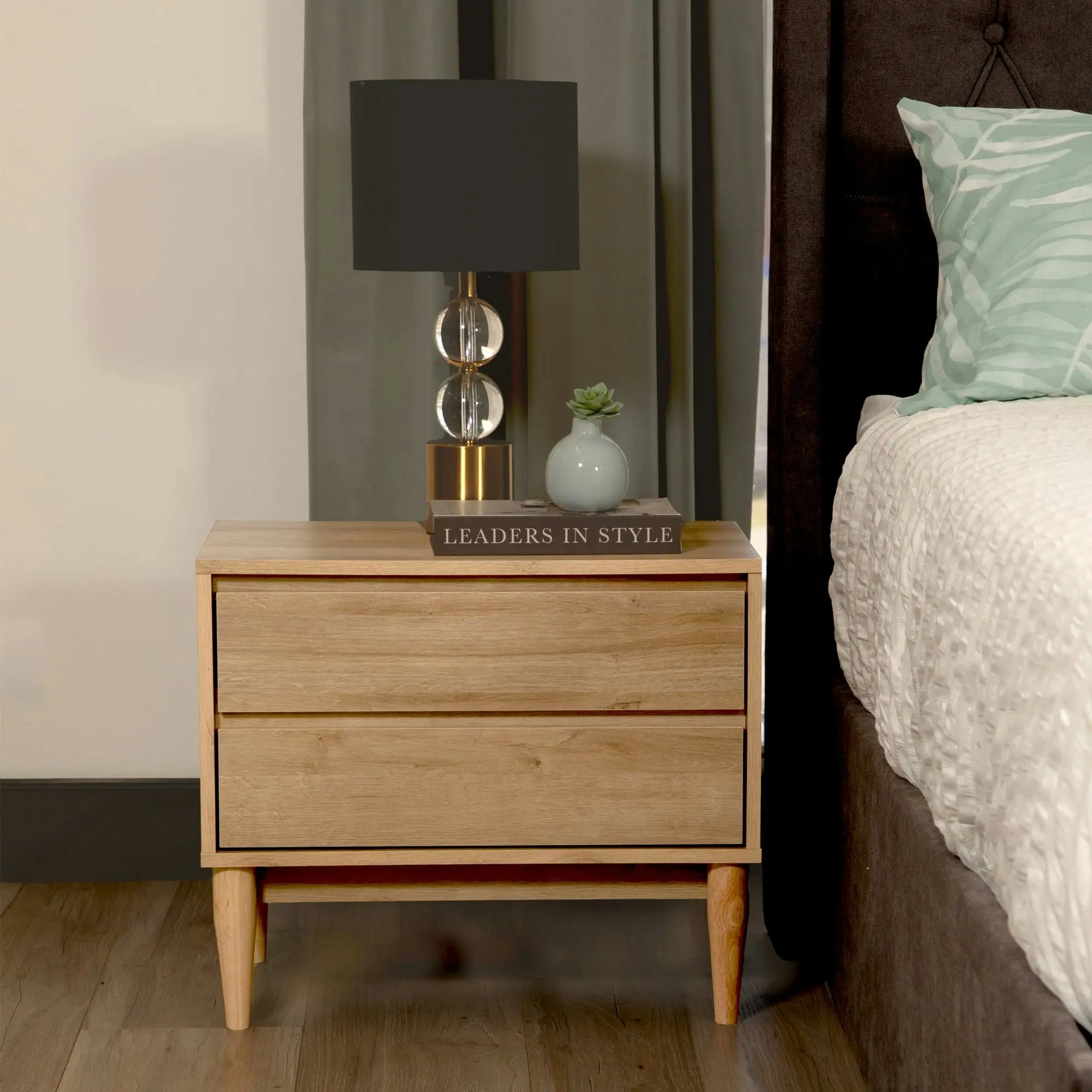 Anderson 2 Drawers Bedside Table Riviera Oak