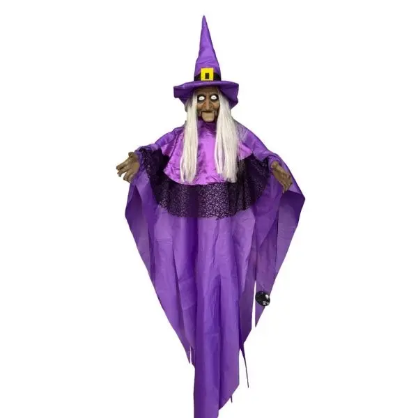 Sound Activated Screaming Witch Halloween Outdoor Decoration 170x40x20cm (Battery Operated)