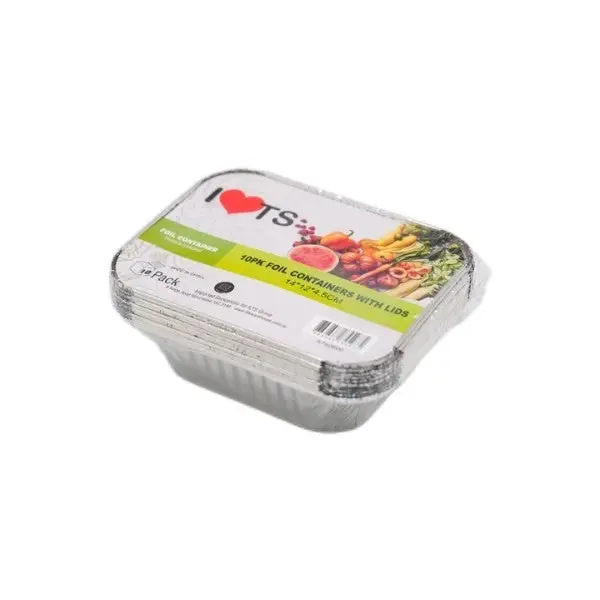 BULK 24x10pk Foil Containers with Lids 14x12x4.5cm (240 pieces)