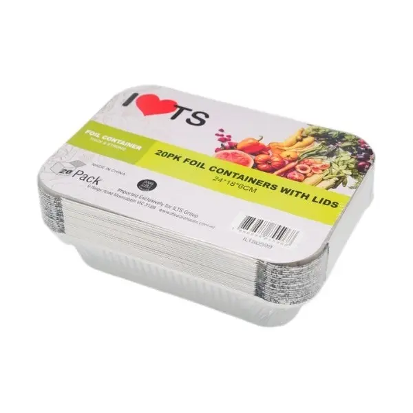 BULK 12x20pk Foil Containers with Lids 24x18x6cm (240 pieces)