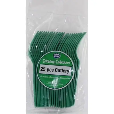 Green Plastic Forks 25pk