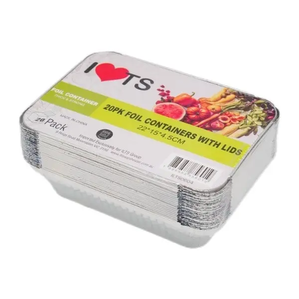 BULK 16x20pk Foil Containers with Lids 22x15x4.5cm (320 pieces)