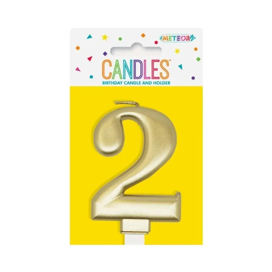 Metallic Gold No. 2 Numeral Candle