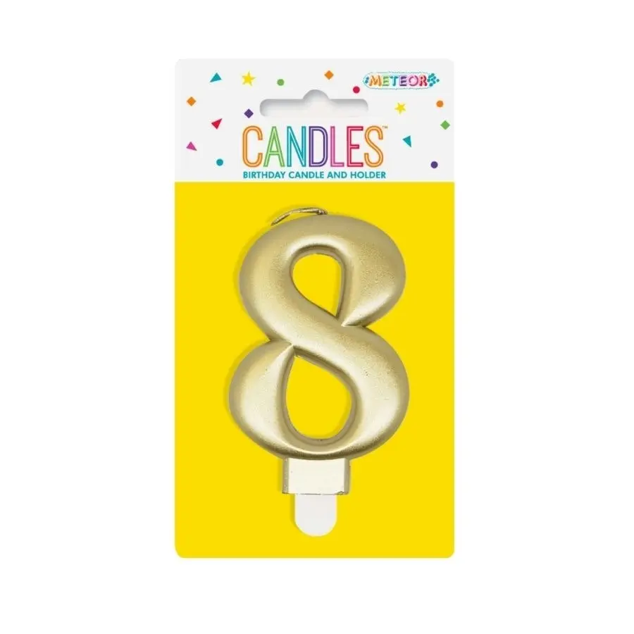 Metallic Gold No. 8 Numeral Candle