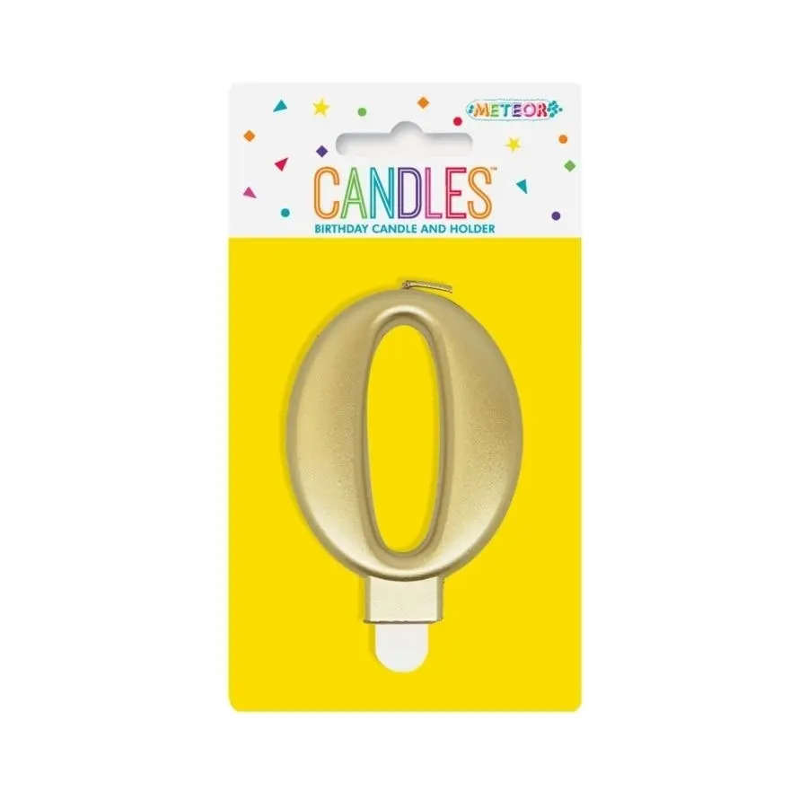 Metallic Gold No. 0 Numeral Candle