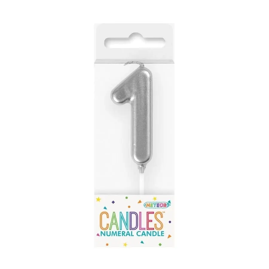 Mini Silver No. 1 Numeral Pick Candles