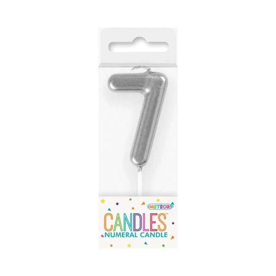 Mini Silver No. 7 Numeral Pick Candles