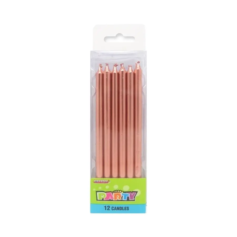 12pk Rose Gold Candles 5in