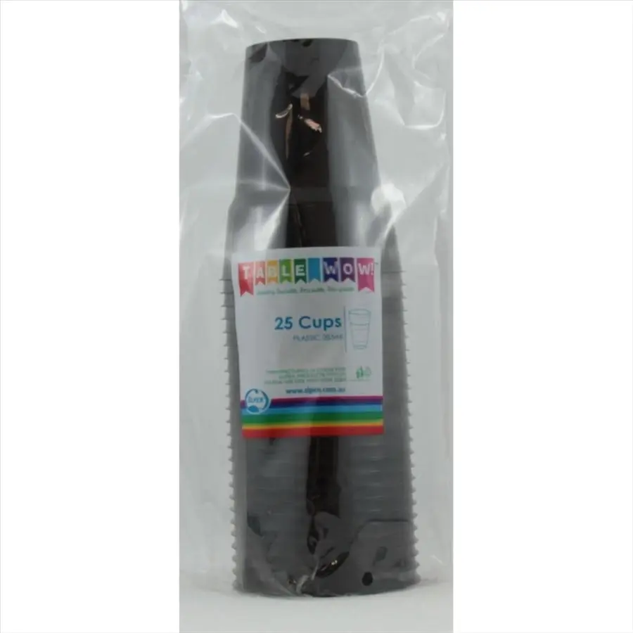 Black Plastic Cups 285ml 20pk