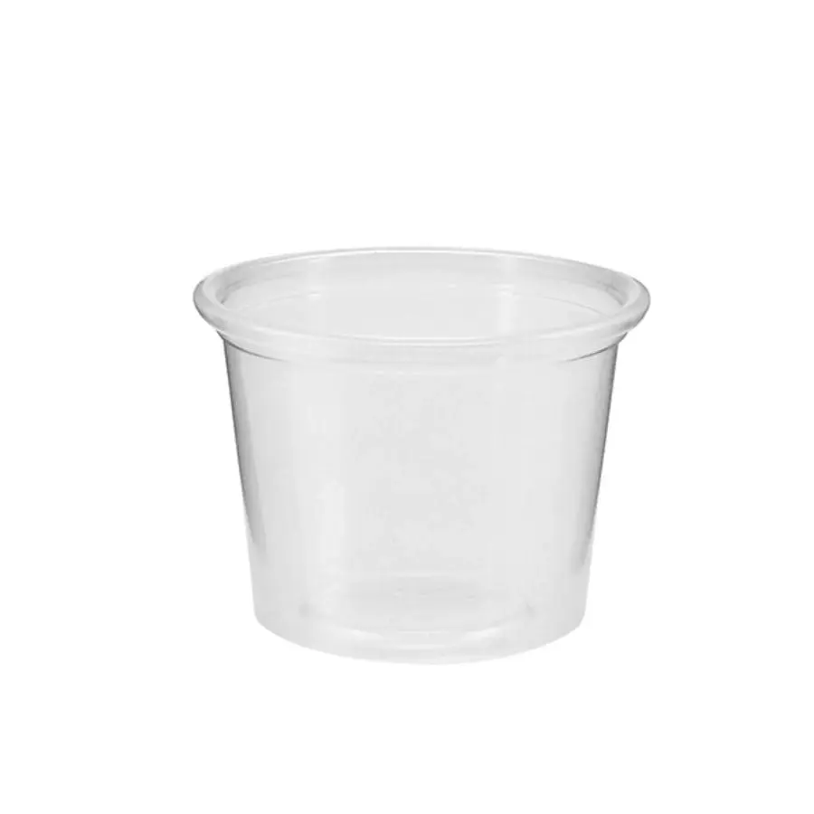 50pk 100ml Round Reusable Plastic Sauce Containers (NO LIDS)