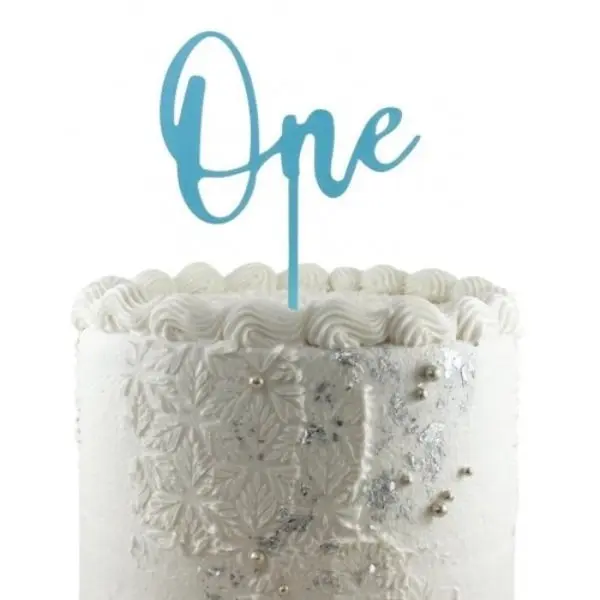 Light Blue One Acrylic Cake Topper 2mm