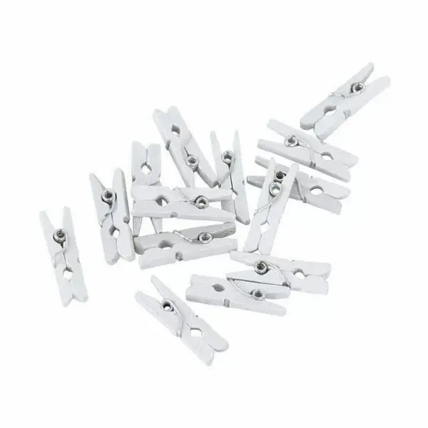 24pk White Mini Wooden Pegs