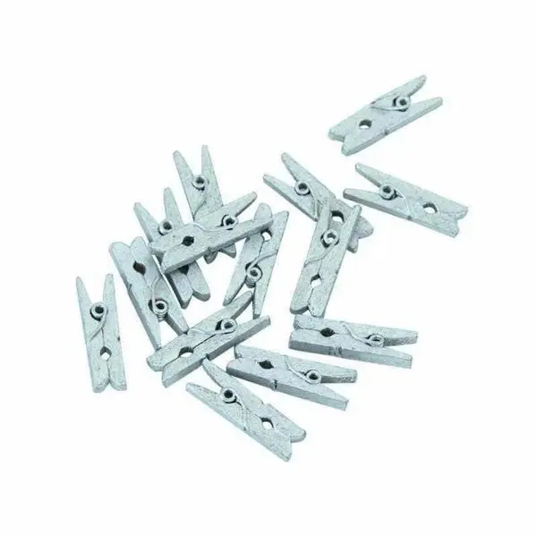 24pk Silver Mini Wooden Pegs