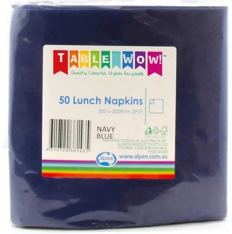 Dark Blue Lunch Napkins 2ply 30x30cm 50pk