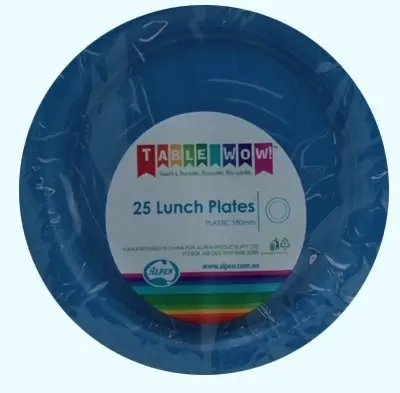 Royal Blue Plastic Lunch Plates 180mm 25pk