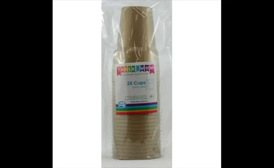 Gold Plastic Cups 285ml 25pk