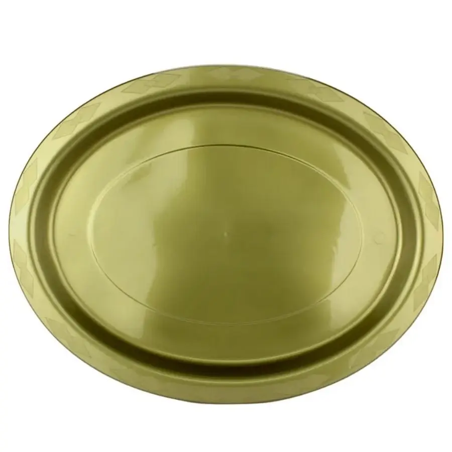 20pk Gold Plastic Reusable Oval Plates 315x245mm