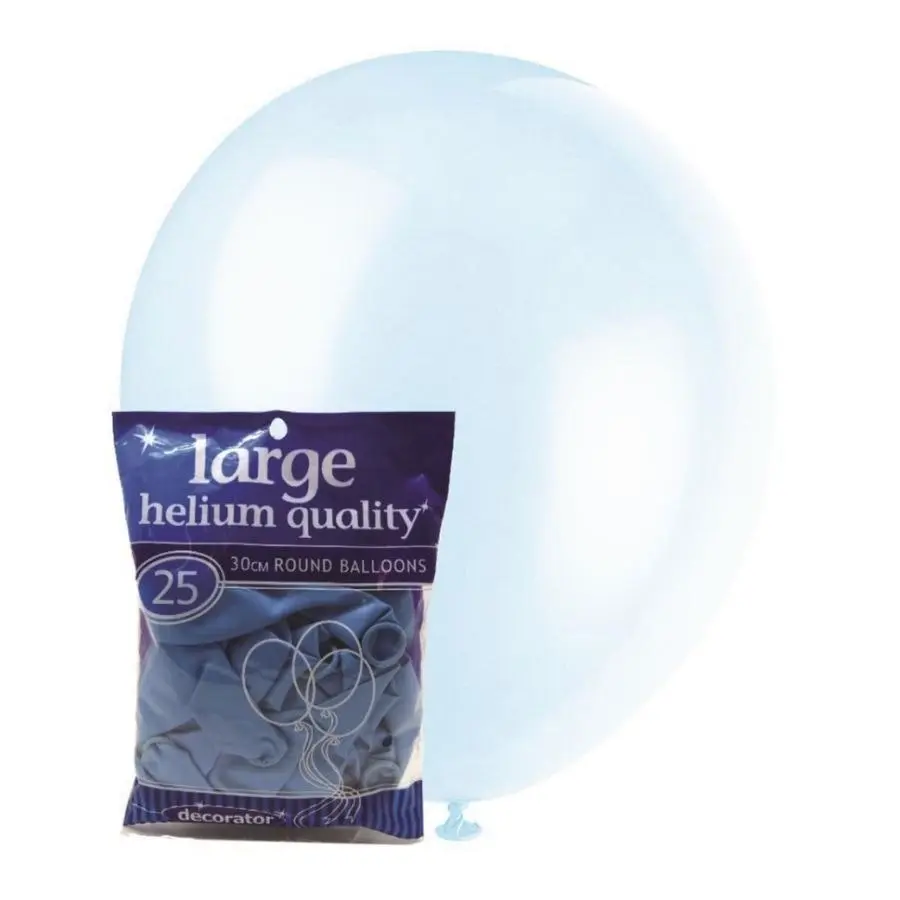 25pk Sky Blue Standard Latex Balloons 30cm