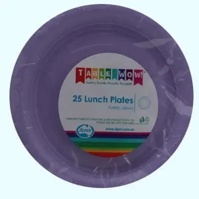 Lavender Plastic Lunch Plates 180mm 25pk