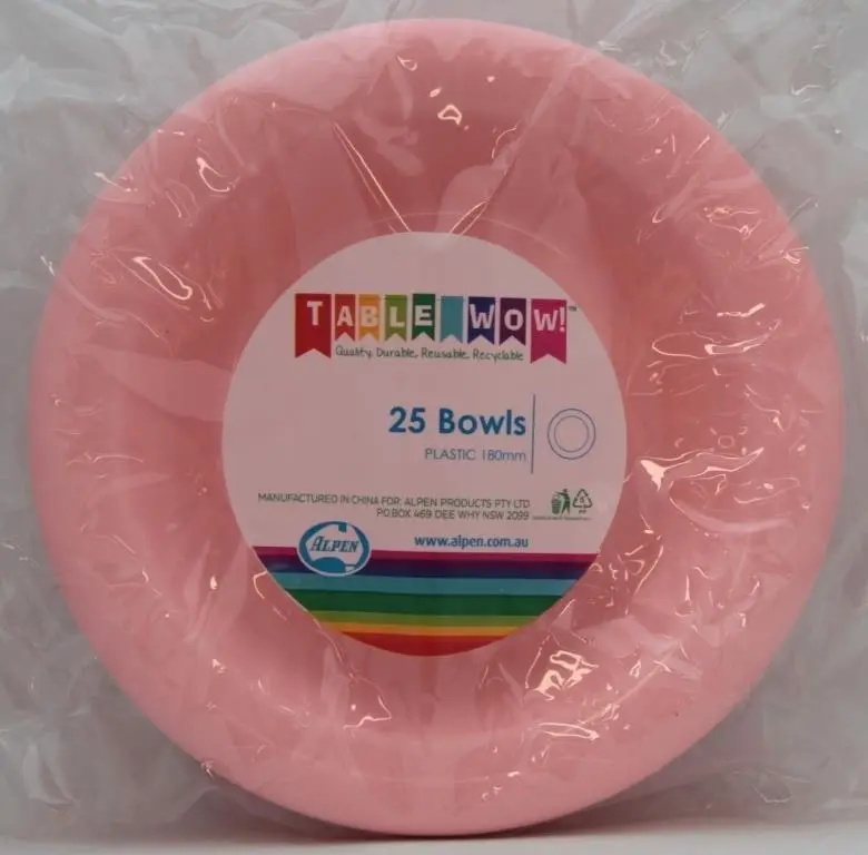 Light Pink Plastic Bowls 25pk