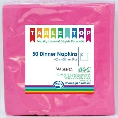 Magenta Dinner Napkins 2ply 40x40cm 50pk