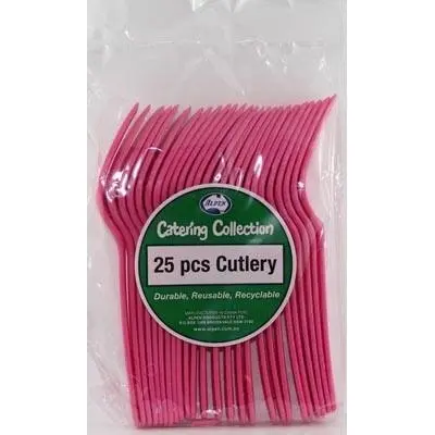 Magenta Plastic Forks 25pk