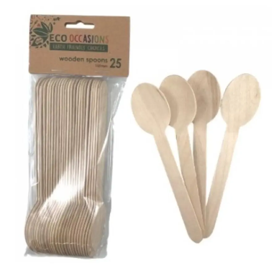 25pk Wooden Spoons 155mm