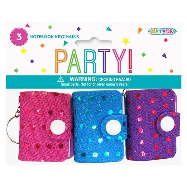 Sequin Notebook Keychains 3pk