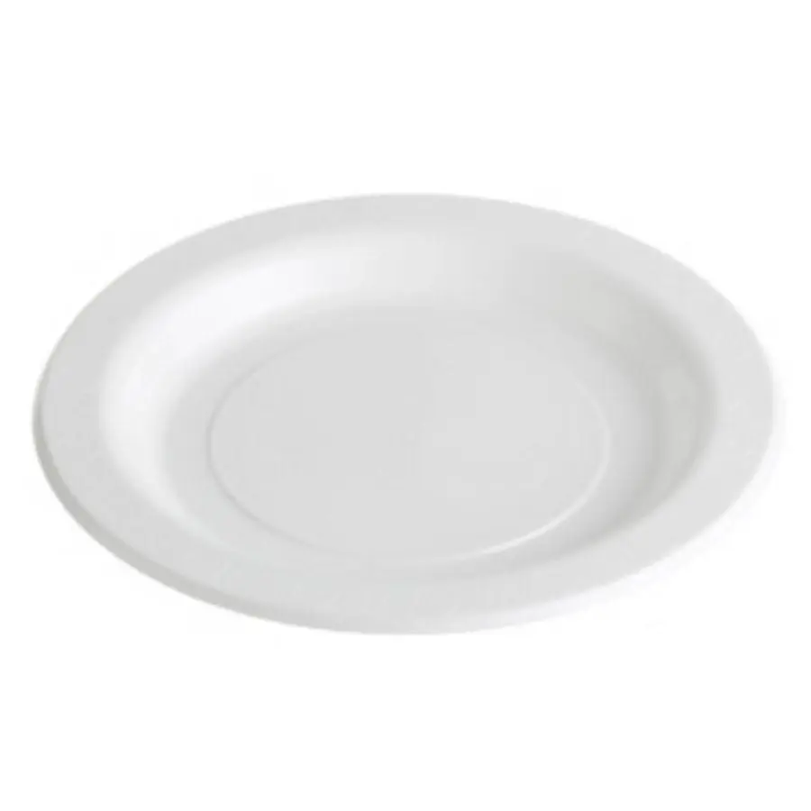 50pk White Heavy Duty Reusable Plastic Large Round Plates 260mm