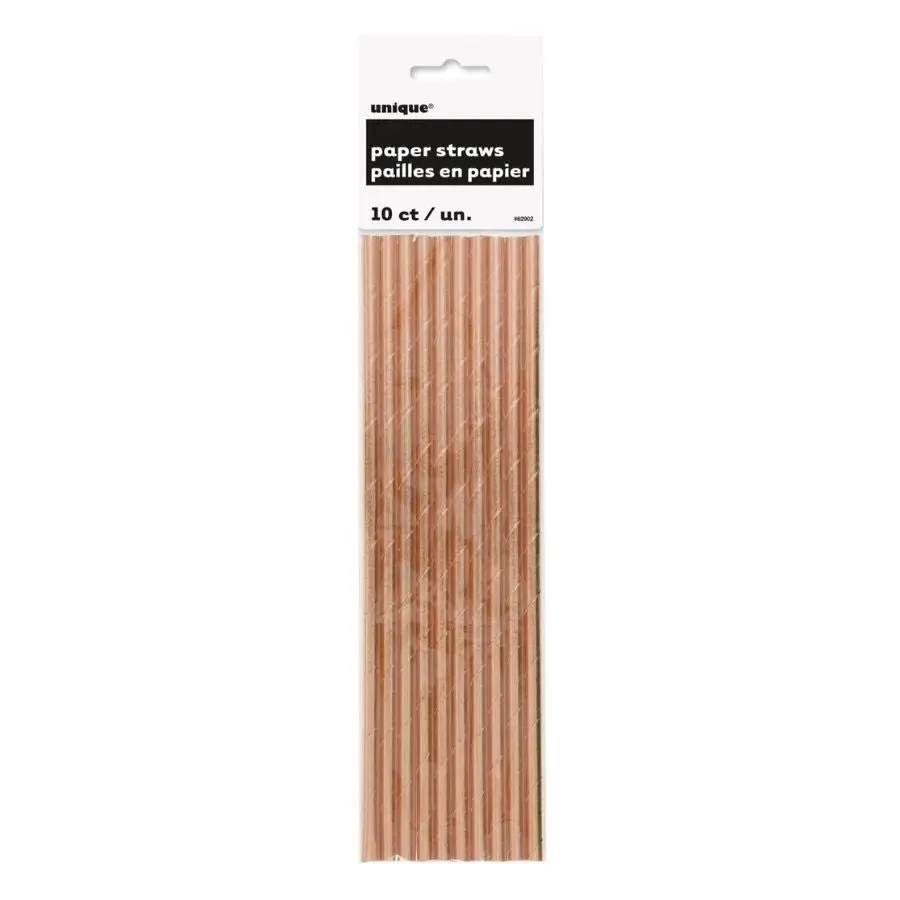 Rose Gold Foil Paper Straws 10pk