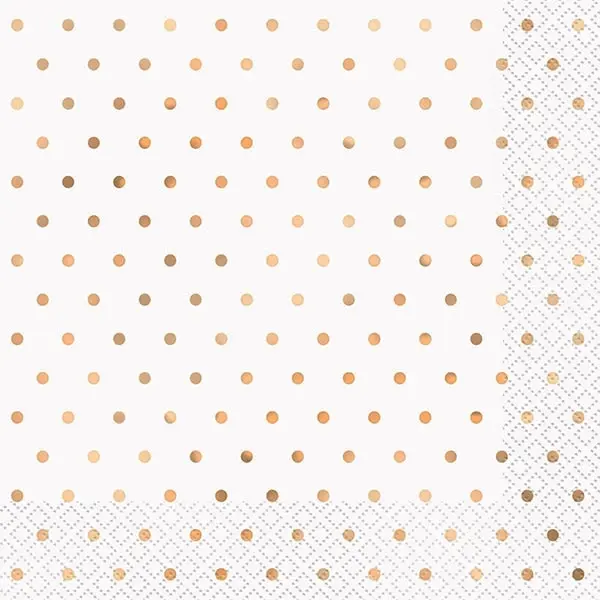 Rose Gold Mini Dots Lunch Napkins 33x33cm 16pk