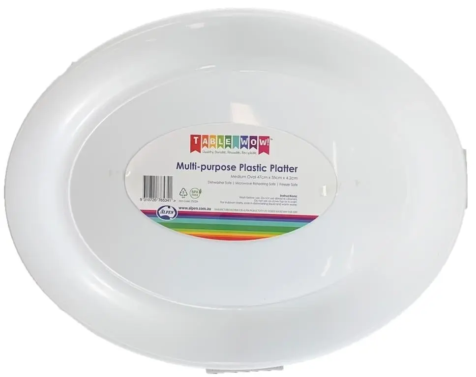 White Plastic Platter Oval 47x35x4.2cm