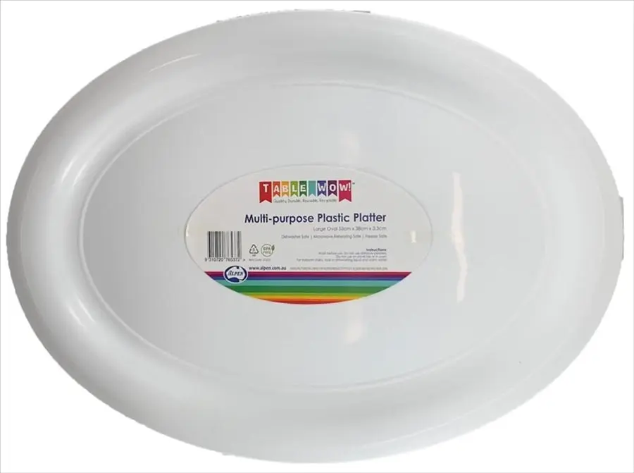 White Plastic Platter Oval 53x38x3.3cm