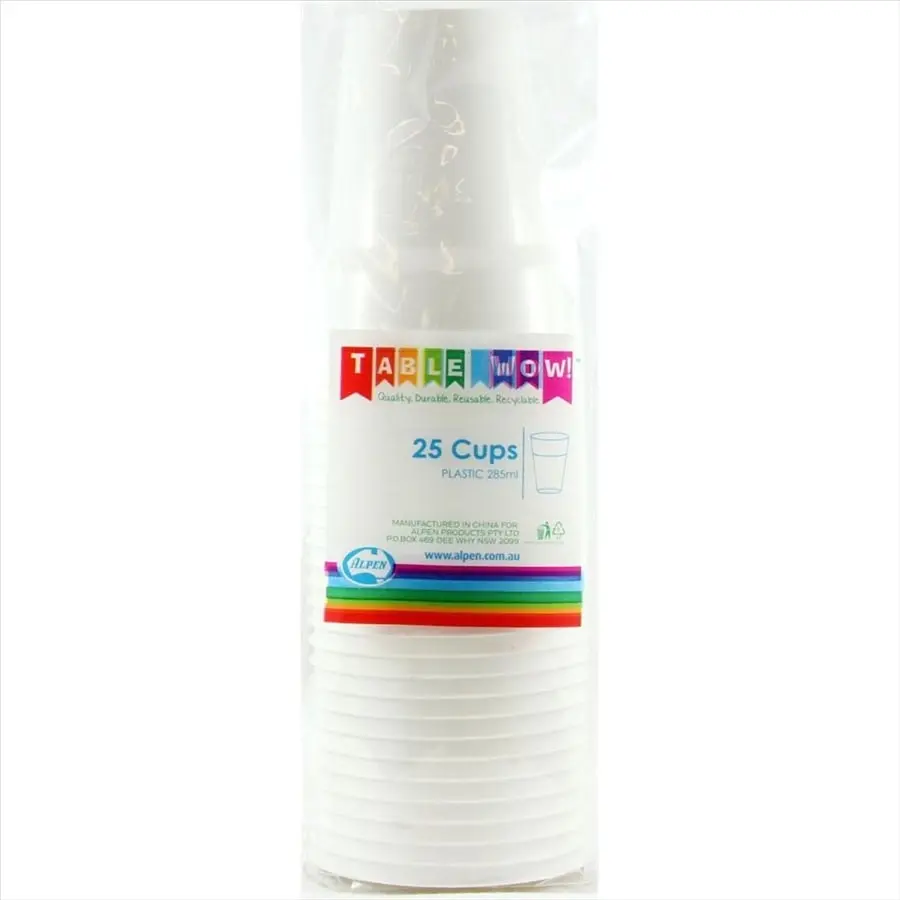 White Plastic Cups 285ml 25pk