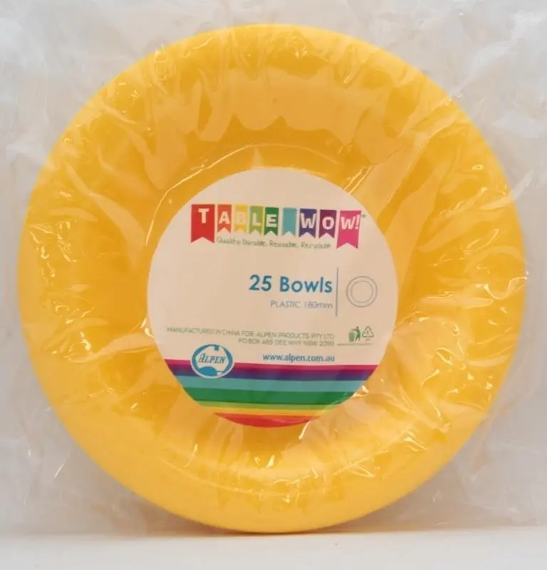 Yellow Plastic Bowls 25pk