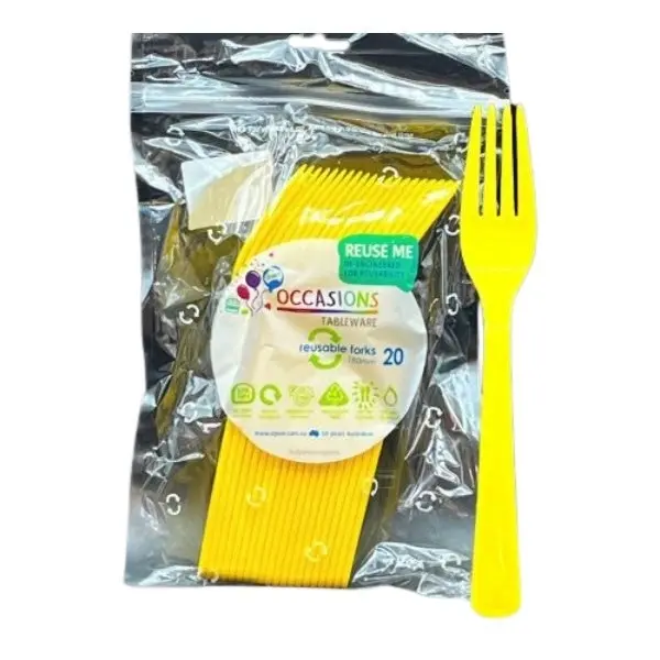 Yellow Plastic Forks 20pk