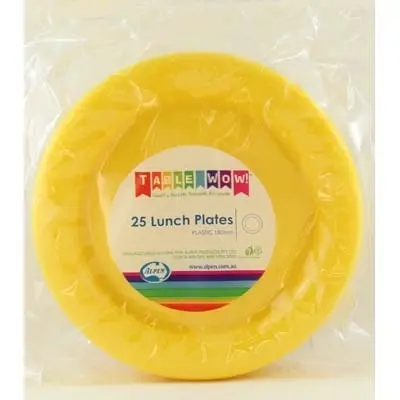 Yellow Plastic Lunch Plates 180mm 25pk