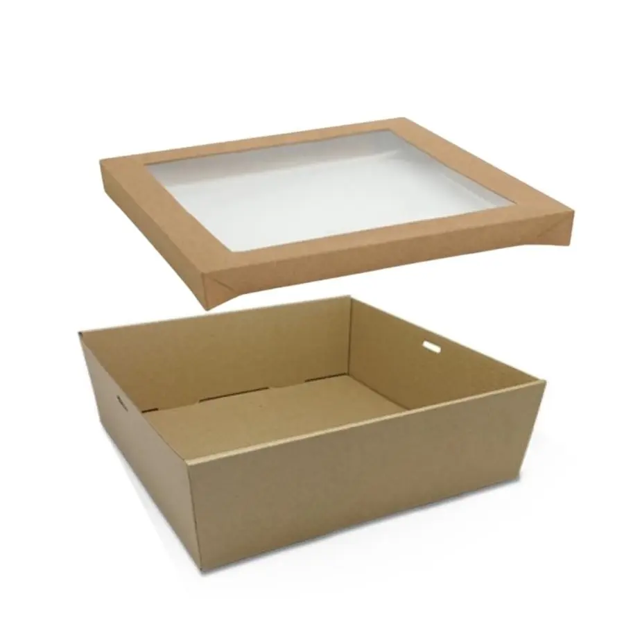 Medium Brown Square Grazing Box with Window Lid 250x250x80mm