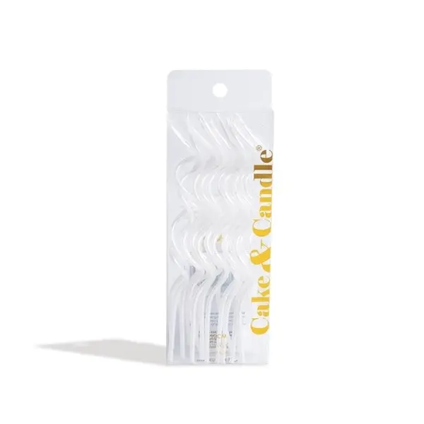 16pk White Swirly Cake Candles by Cake & Candle 13cm